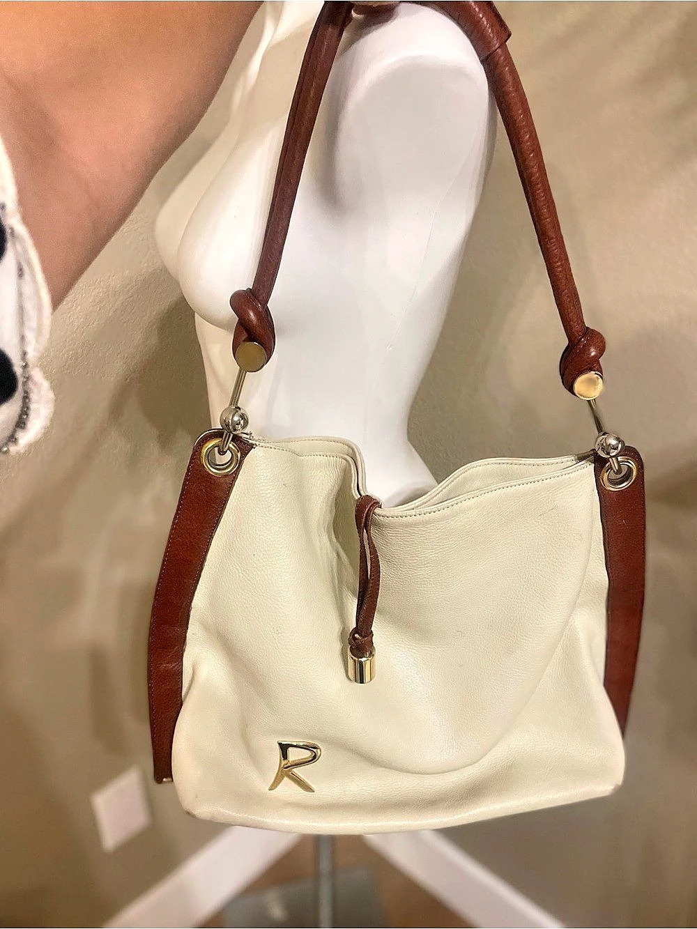 RAMONA Di PAOLO Larger LEATHER Shoulder Satchel Handbag Purse BoHo ITALY Vintage
